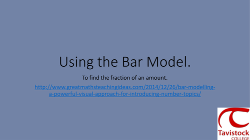 Bar Model to find the fraction of a quantity.