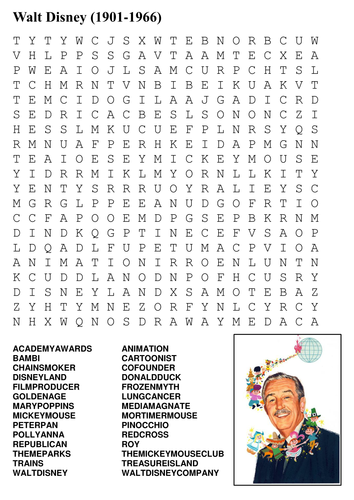 walt disney word search by sfy773 teaching resources