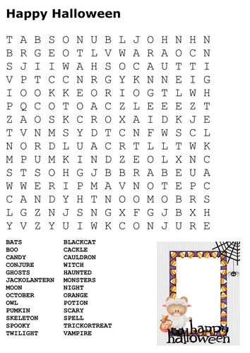 Happy halloween word search teaching resources