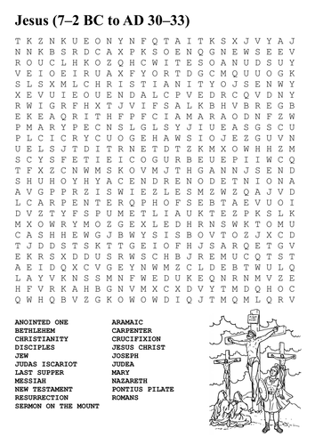 Jesus  Word Search and Colour