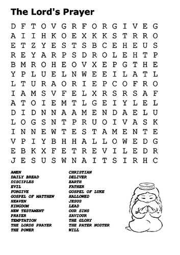 The Lord s Prayer Word Search Teaching Resources