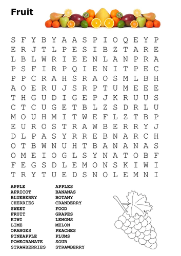 Fruit Word Search