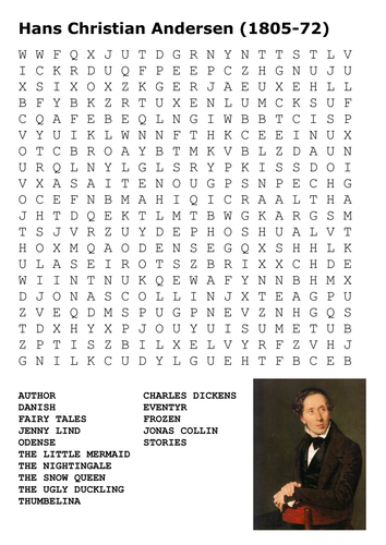 Hans Christian Andersen  Word Search