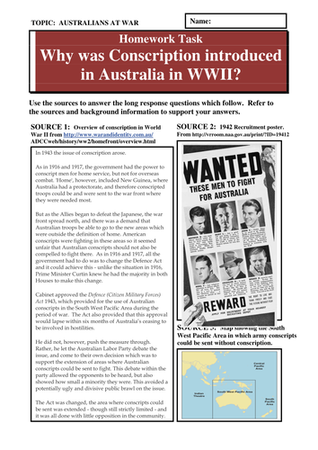 Why was conscription introduced in Australia in World War II?