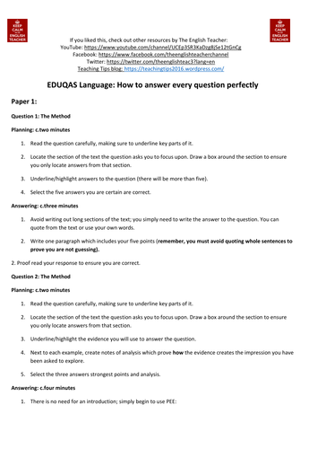 How to answer every EDUQAS GCSE Lang question perfectly