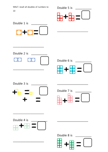 Recording doubles using numicon by JANOFAB2003 - Teaching Resources - Tes