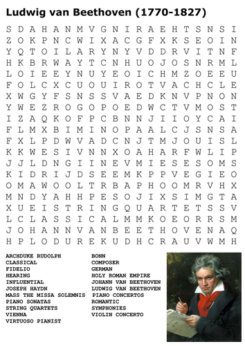 Ludwig van Beethoven   Word Search