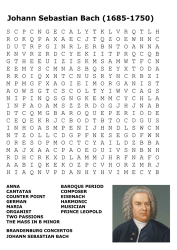 Johann Sebastian Bach  Word Search