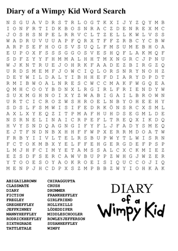 Diary of a Wimpy Kid Word Search by sfy773 | Teaching Resources