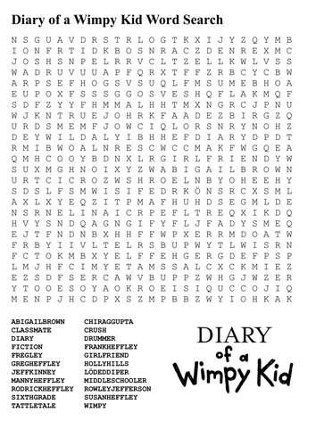 Diary of a Wimpy Kid Word Search