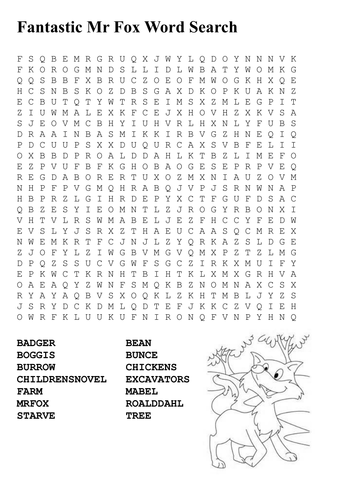 Fantastic Mr Fox Word Search