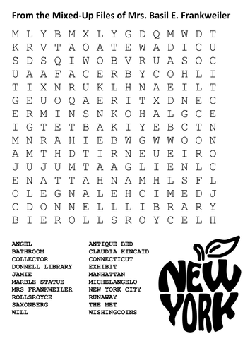 From the Mixed-Up Files of Mrs. Basil E. Frankweiler Word Search