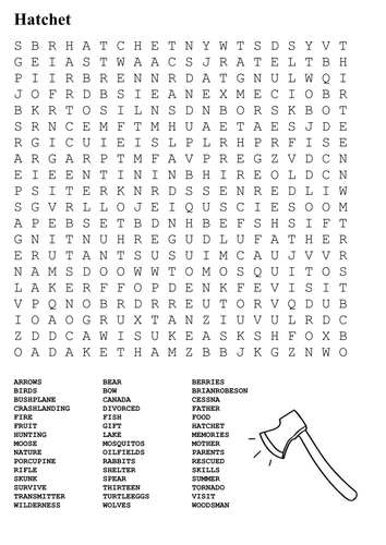 Hatchet Word Search