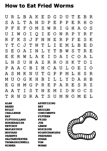 How to Eat Fried Worms Word Search