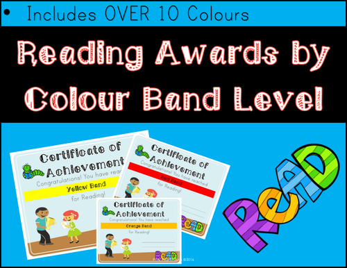 Reading Levels Certificates by Colour Band Level (EYFS/KS1/KS2)