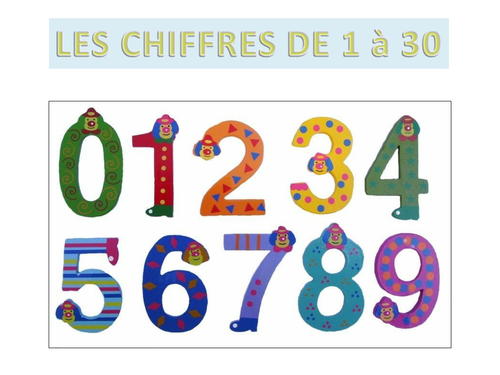 Numbers 1 to 30 (Chiffres 1 à 30) en français / in French