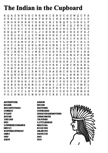 The Indian in the Cupboard Word Search