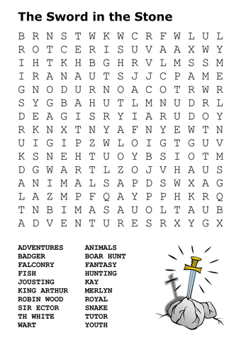 The Sword in the Stone Word Search