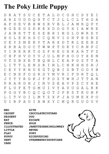 The Poky Little Puppy Word Search