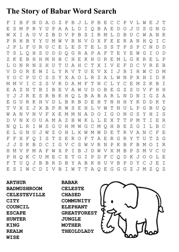 The Story of Babar Word Search | Teaching Resources
