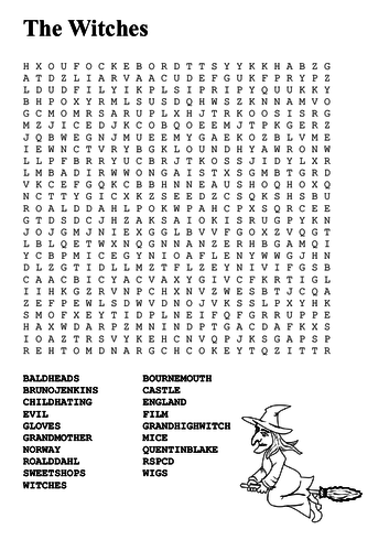 The Witches Word Search