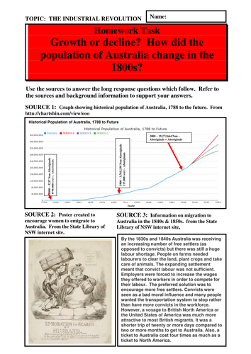 Growth or decline?  How did the population of Australia change in the 1800s?