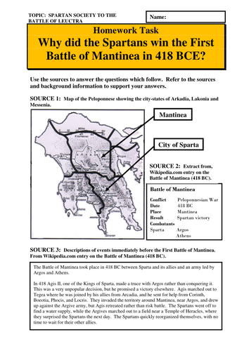 Why did the Spartans win the First Battle of Mantinea in 418 BCE?