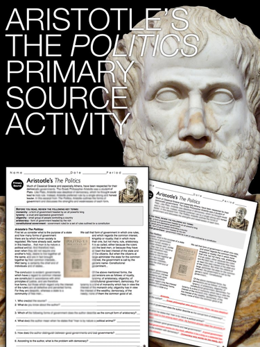Aristotle #39 s Primary Source Worksheet (Greece) Teaching Resources