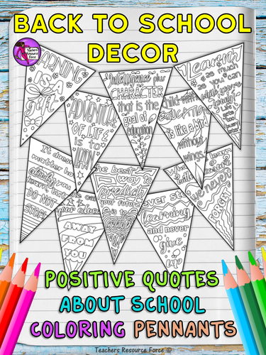 Classroom Decor Pennants: Growth Mindset Positive Quotes 