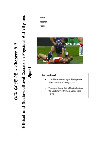 Chapter 3.3 - Ethical and socio-cultural issues in sport (OCR GCSE PE 2016 Spec) REVISION RESOURCE