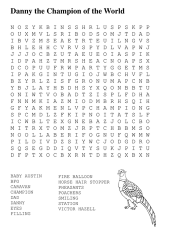 Danny the Champion of the World Word Search