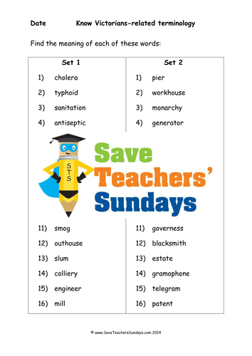 Victorian Terminology KS2 Lesson Plan and Worksheet For Both Paper-Based Lesson and ICT Based Lesson