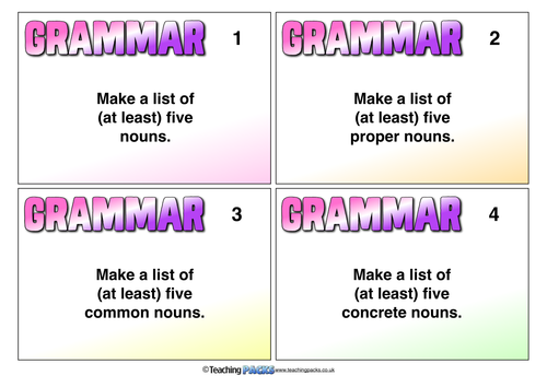 100 Grammar Challenge Cards