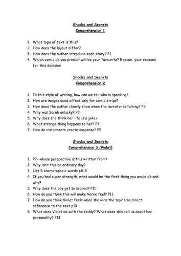 Shocks and Secrets Comprehension Questions