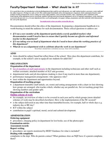 Faculty/Department Handbook Checklist