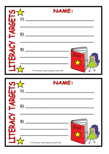 Literacy Target Sheet and Bookmark