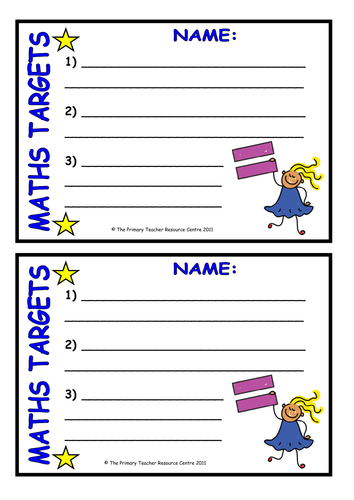 Maths Target Sheet and Bookmark