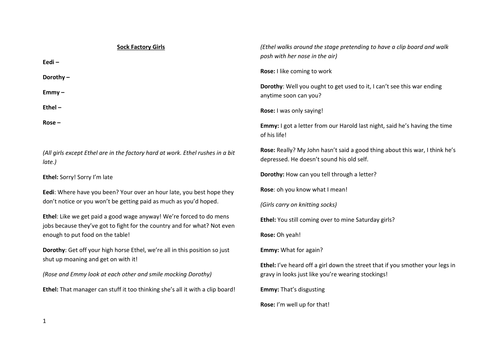Short Script on War - 'Sock Factory Girls'