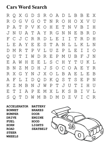 Cars Word Search