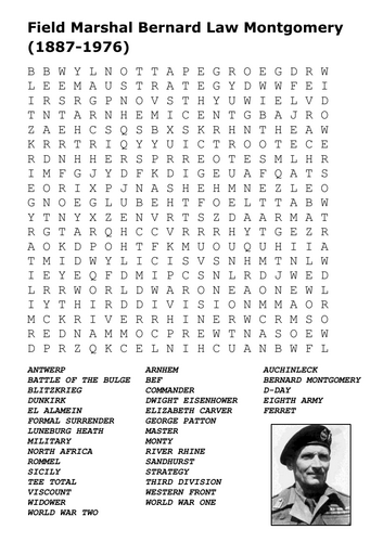 Field Marshal Bernard Law Montgomery (1887-1976) Word Search