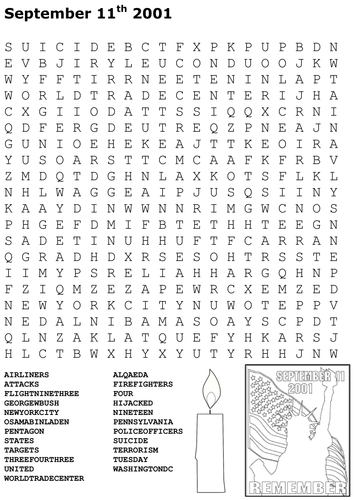 Terrorism Word Search Pack