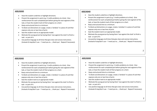 Strategy Cards for Special Educational Needs