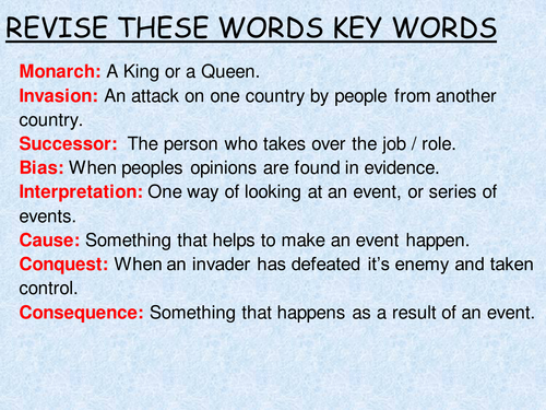History Key Words Game