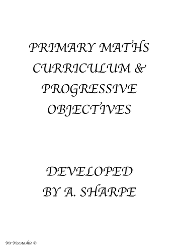 Whole School Maths Progressive Objectives