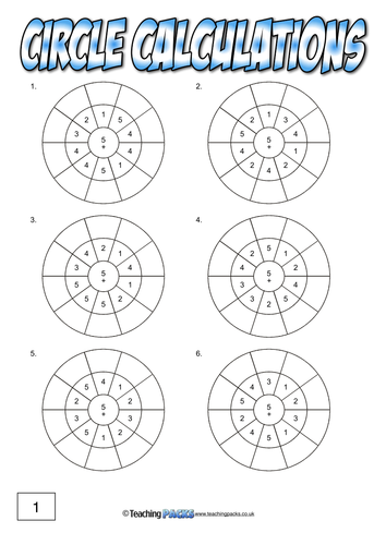 40 PAGES of Circle Calculations (Addition, Subtraction, Multiplication and Division)