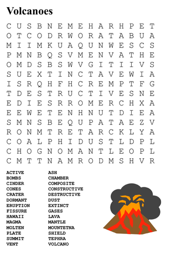 volcano word search by sfy773 teaching resources tes