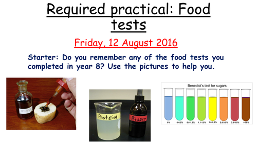 Food tests required practical- New AQA GCSE Biology