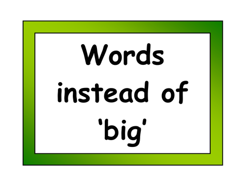Synonyms for big and small vocabulary cards