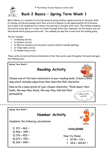 Year 5/6 Back 2 Basics Weekly Activities - Spring Term Pack