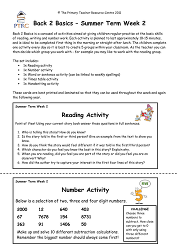 Year 5/6 Back 2 Basics Weekly Activities - Summer Term Pack